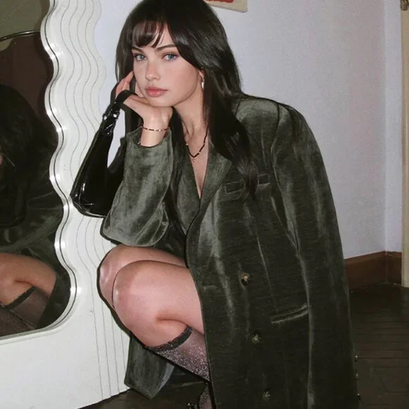 Commnse Retro Velvet Blazer Sz L - Picture 3 of 8